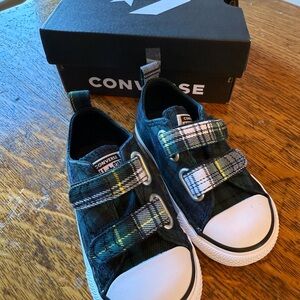 Converse Kids' Plaid Easy On/Off Velcro Shoes